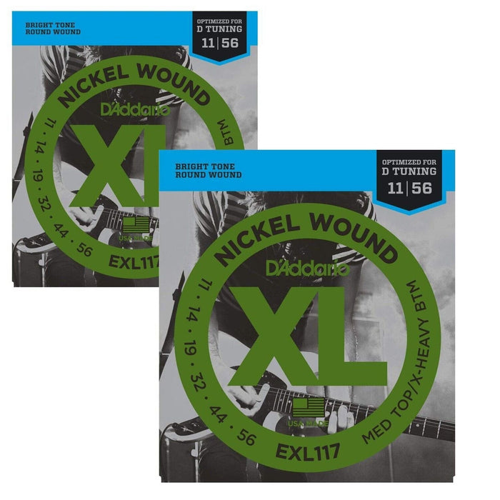 D'Addario EXL117 Nickel Wound Electric Guitar Strings 11-56 (2-Packs)