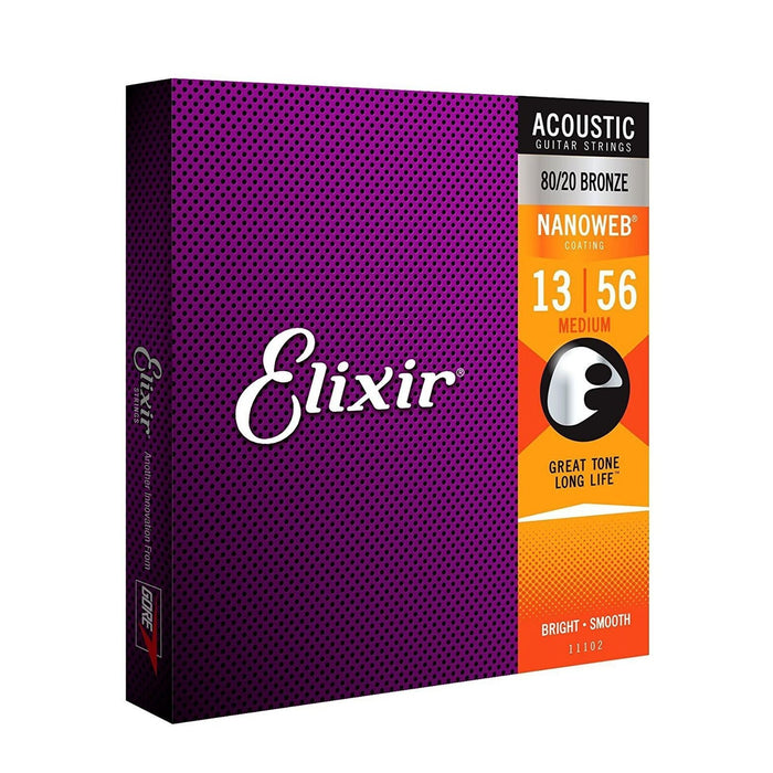 Elixir Medium Nanoweb Acoustic Guitar Strings 2-Pack (11102)