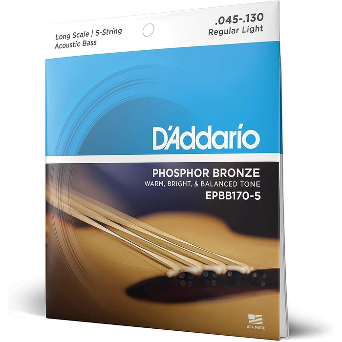 D'Addario EPBB170-5 Regular Light (.045-.130) 5-String Acoustic Bass Strings