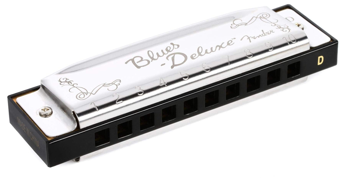Fender Blues Deluxe Harmonica, Key of D, 10 Holes, Nickel Chrome, Includes Case