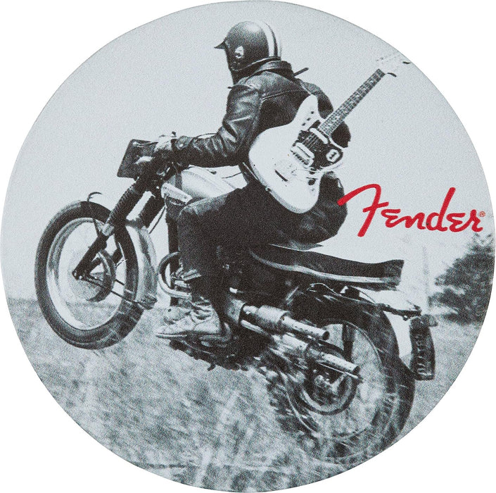 Fender Vintage Ads Leather Drink Coaster Set, 4 Pack, Black and White, Gift for Guitar Fans