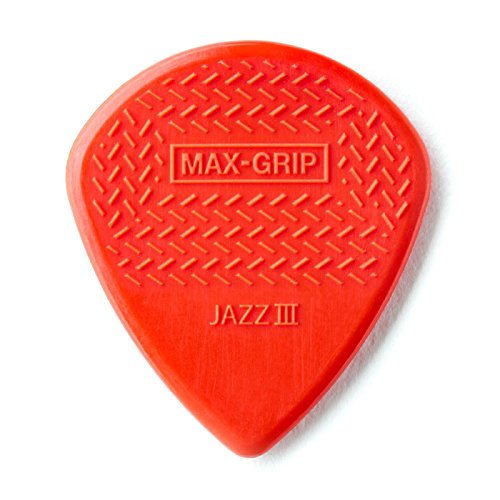 Dunlop Nylon Max Grip Jazz III Picks, Player's Pack, Pack of 6, Red, 1.38 mm