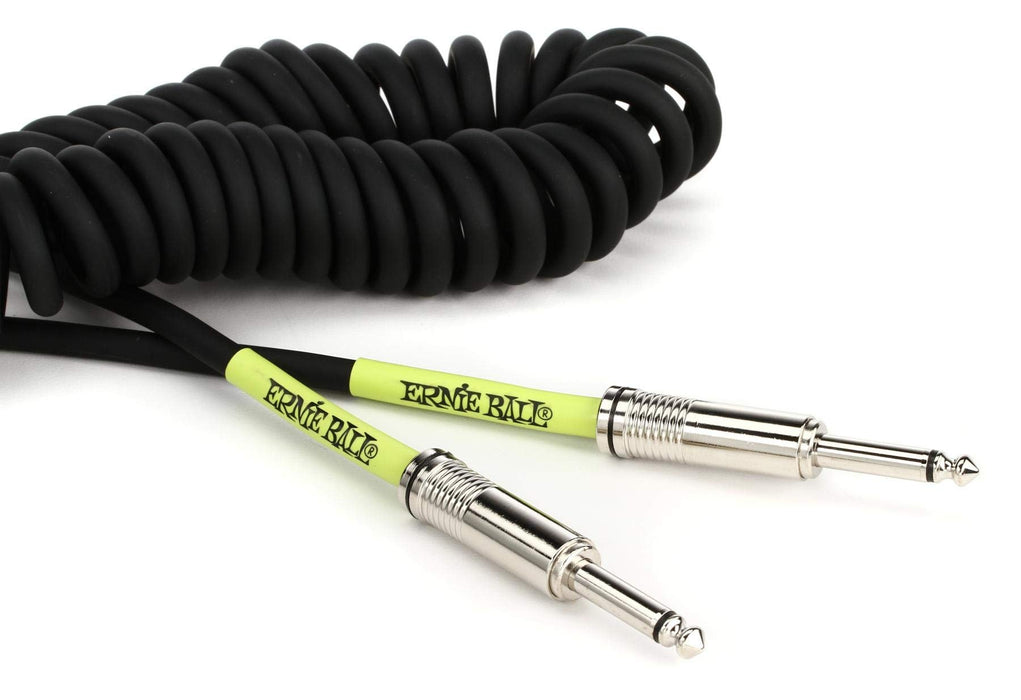Ernie Ball 30 ft Coiled Straight / Straight Instrument Cable - Black