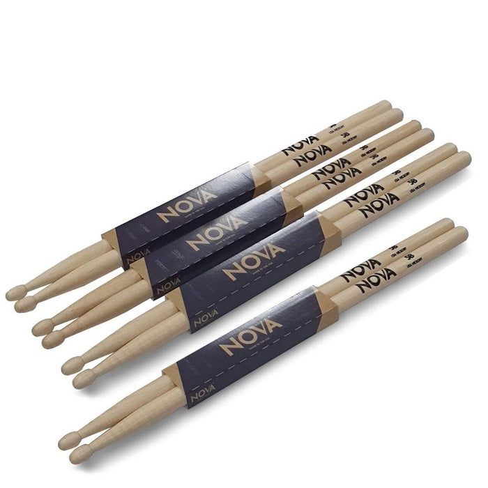 Vic Firth Nova 5B Wood Tip Drum Sticks - 4 Pair Bundle (VF-N5B)