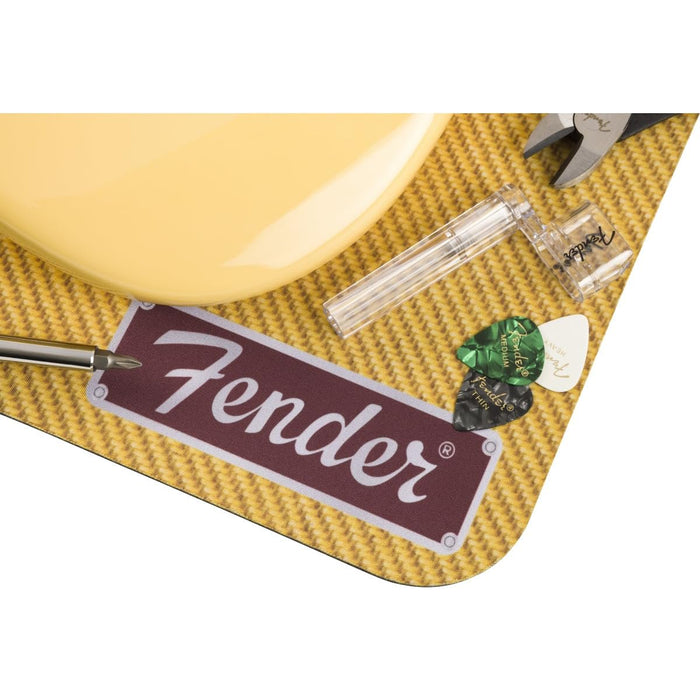 Fender Work Mat, Tweed - 5mm Padded Guitar Neck Cradle with Storage Tube