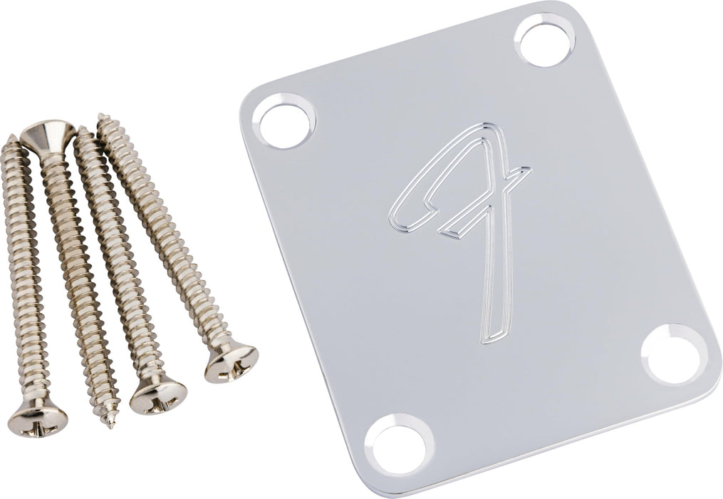 Fender Vintage-Style '70s Neck Plate - 4-Bolt - Engraved F-Logo - Chrome, 991448100
