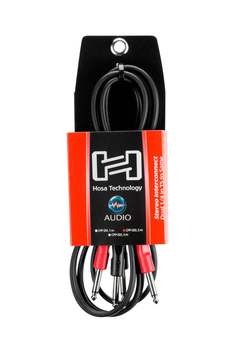 Hosa Stereo Interconnect Dual 1/4 Inch TS Cable, 2 Meter