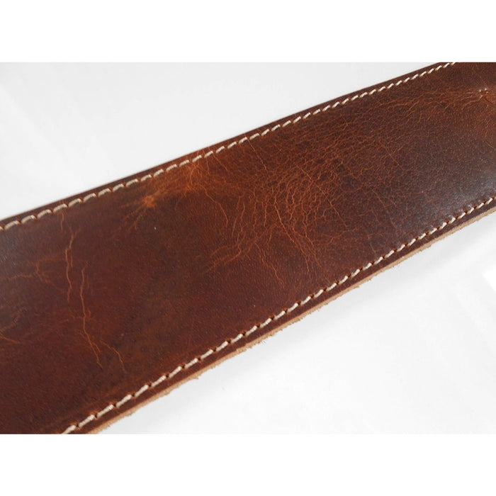 LEATHERGRAFT UK MADE BROWN PRO DELUXE ROAD WORN DISTRESSED LEATHER GUITAR STRAP - ACOUSTIC, ELECTRIC OR BASS GUITAR