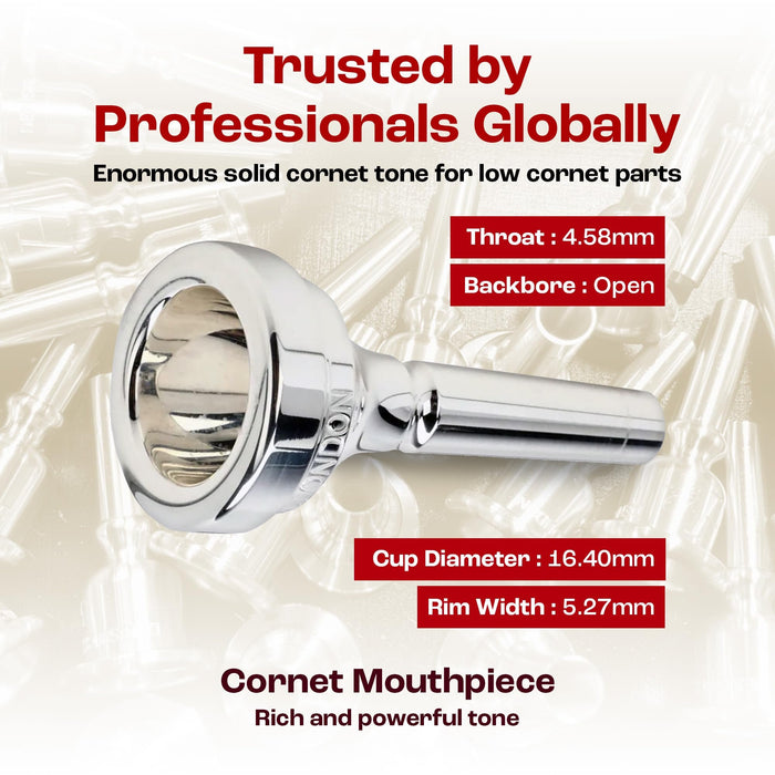 Denis Wick 5881 4 Classic Bb Cornet Mouthpiece, Silver Plated