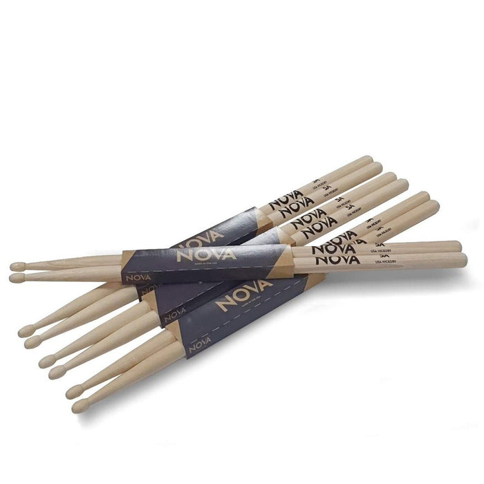 Vic Firth Nova 5A Wood Tip Drum Sticks - 4 Pair Bundle (VF-N5A)