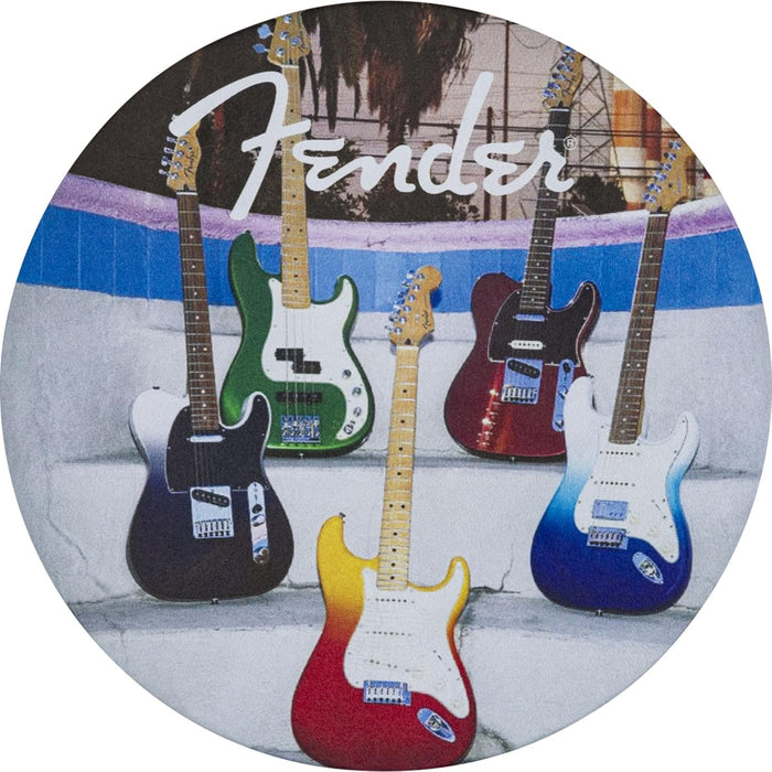 Fender Guitars Leather Drink Coaster Set, 4 Pack, Circular, Multi, Gift for Guitar Fans