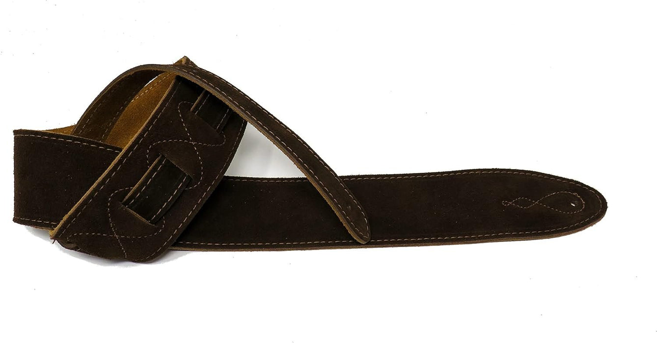 Leathergraft 7cm Wide Brown Suede Acoustic Electric Bass Guitar Strap with Reinforced Leather Strap Ends