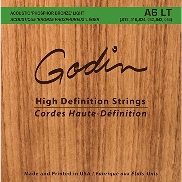 Godin Guitars 008995 Seagull A6 LT Phosphor Bronze Acoustic Guitar Strings, Light