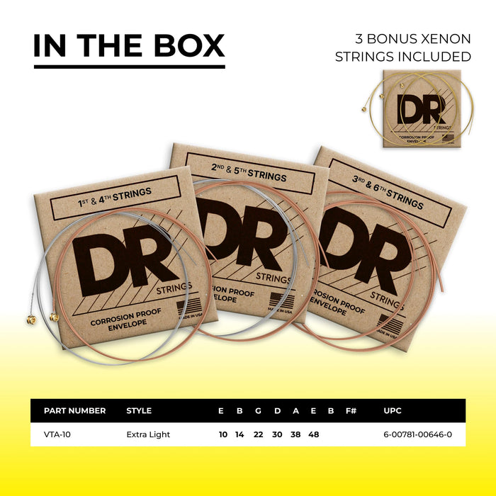 DR Strings VERITAS™ - Coated Core Technology Acoustic Guitar Strings: Extra Light 10-48