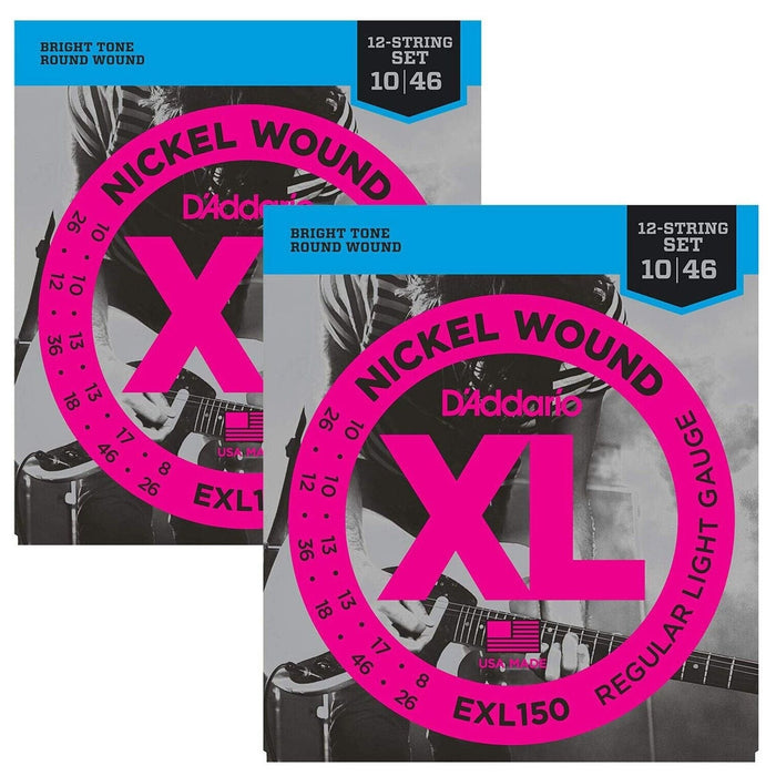 D'Addario EXL150 Nickel Wound Electric Guitar Strings, 12-String (2-Pack)