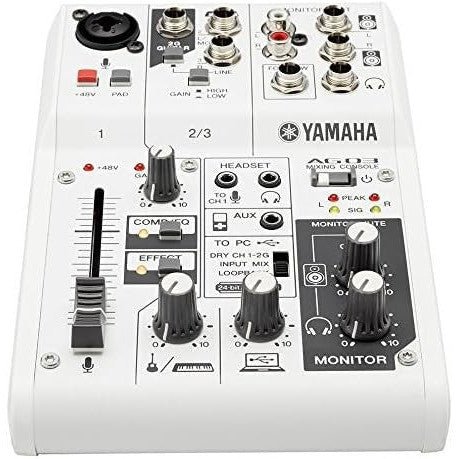 Yamaha AG03 - Studio mixer with USB capabilities for audio, streaming and recording, in white