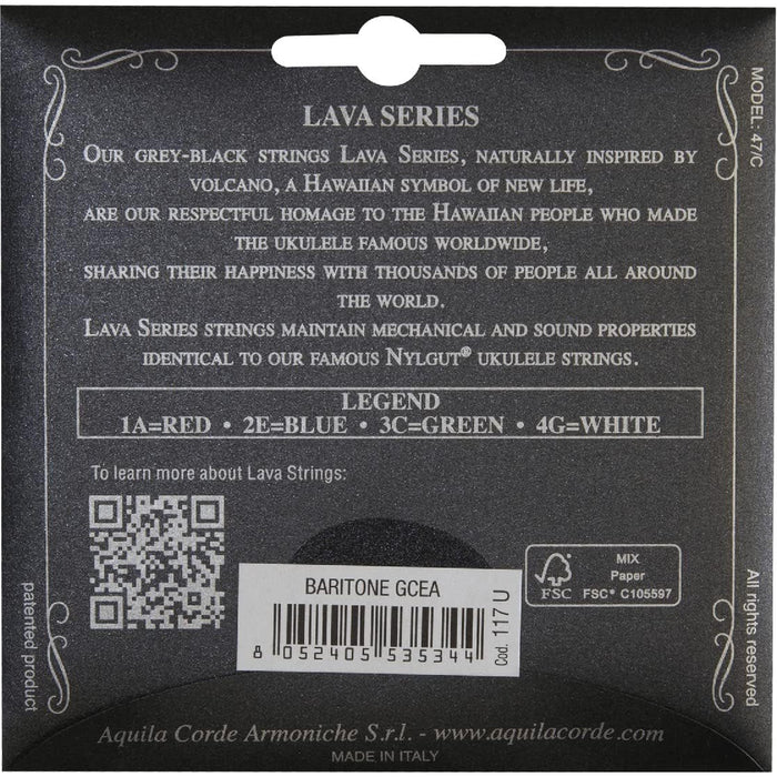 Aquila Lava Series Baritone High G Ukulele Strings - GCEA (117U)