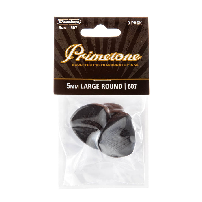 Jim Dunlop Primetone Large Round Tip Guitar Picks, 5.00mm - 3 Picks (477P507)