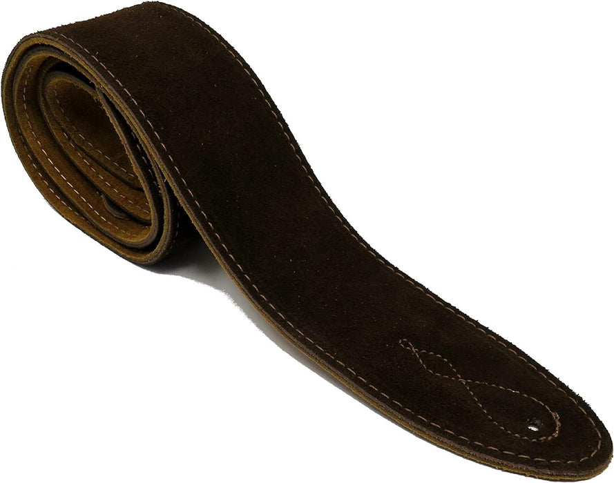 Leathergraft 7cm Wide Brown Suede Acoustic Electric Bass Guitar Strap with Reinforced Leather Strap Ends