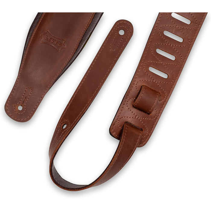 Levy's 3.25" Wide Butter Leather Guitar Strap (PM32BH-BRN)