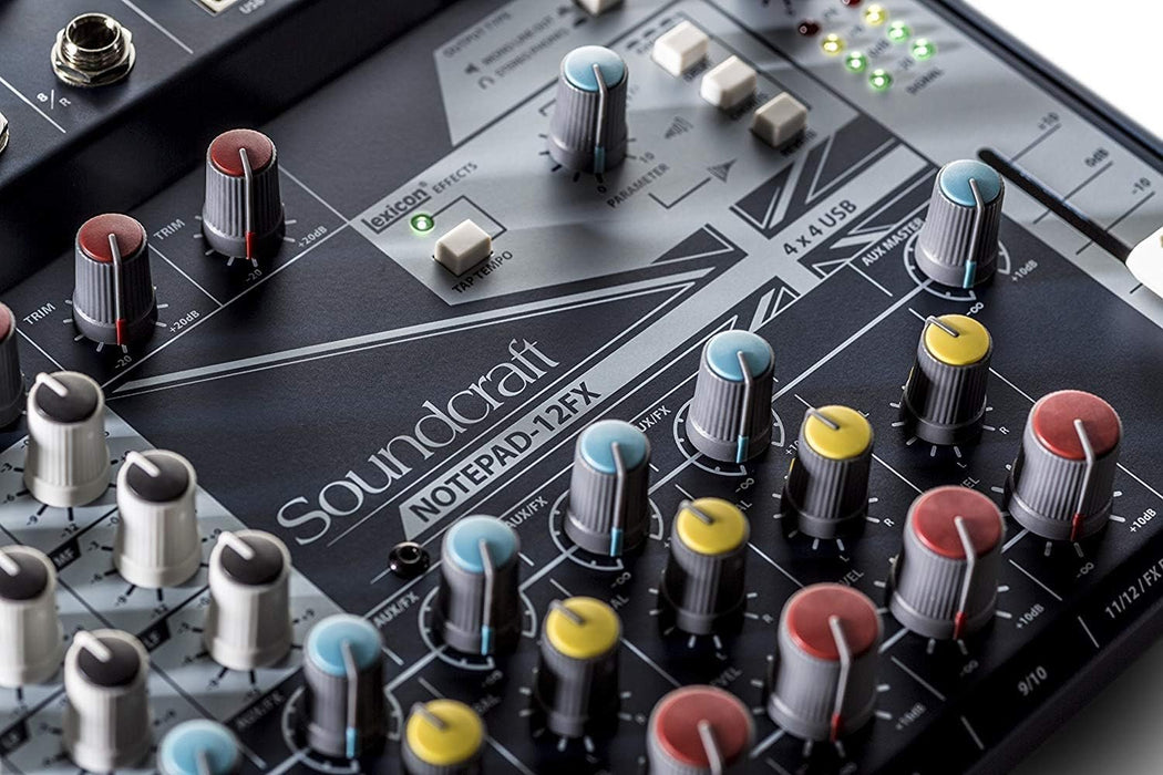 Notepad 12 FX Soundcraft Notepad-8FX Small-Format Analog Mixing Console with Usb I/O and Lexicon Effects