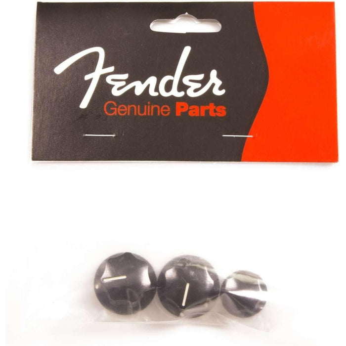 Fender Jazz Bass Pot Knobs, Black, 3 Pieces (099-1370-000)