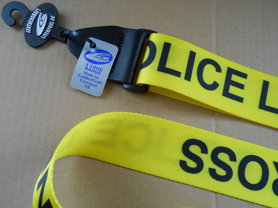 Leathergraft Extra Long Yellow "Police Line Do Not Cross" Guitar Strap (GRAPHIC-256)