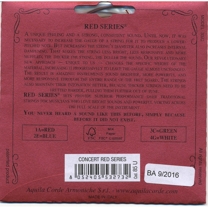 Aquila 85U Red Series, Key of C Concert Ukulele Strings (GCEA)