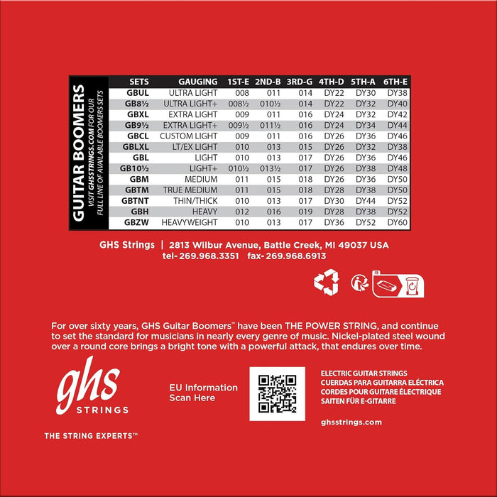 GHS BOOMERS String Set For Electric Guitar - GB-TNT - Thick & Thin - 010/052