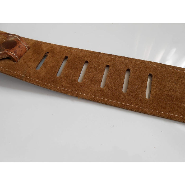 LEATHERGRAFT UK MADE BROWN PRO DELUXE ROAD WORN DISTRESSED LEATHER GUITAR STRAP - ACOUSTIC, ELECTRIC OR BASS GUITAR