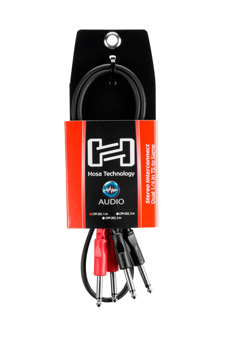 Hosa Stereo Interconnect Dual 1/4 Inch TS Cable, 2 Meter