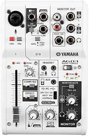 Yamaha AG03 - Studio mixer with USB capabilities for audio, streaming and recording, in white