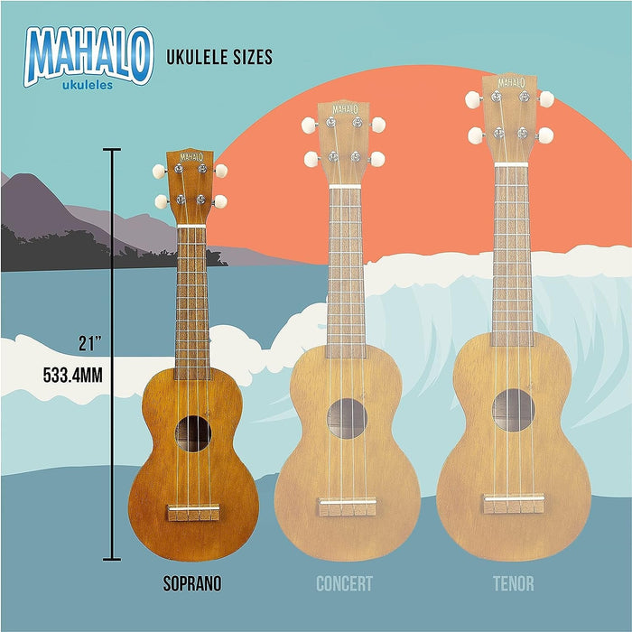 Mahalo Kahiko Soprano Ukulele, Quality Wood Ukulele for Adults, Kids & Beginn...