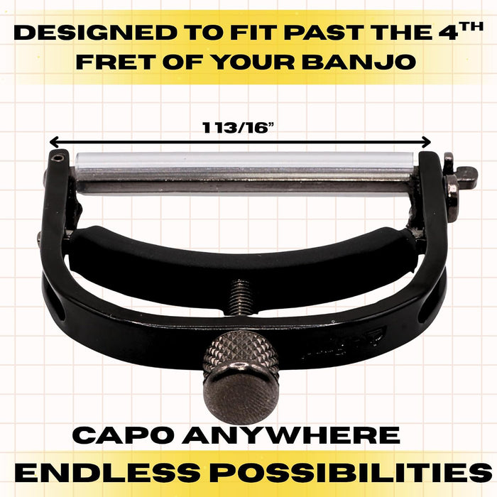 Paige™ Original Capo P-BEW - 5-String Banjo and Mandolin - Wide - Finish: Ebony