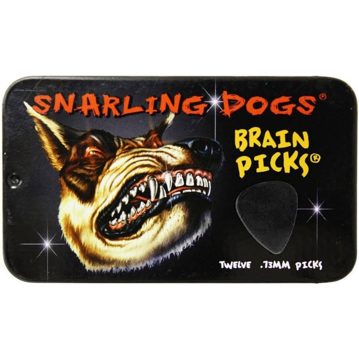 D'Andrea Snarling Dog Brain Nylon Guitar Picks 12 Pack with Tin Box (Black, 0.88mm)