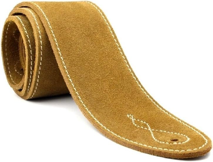 Leathergraft 7cm Wide Natural Suede Acoustic Electric Bass Guitar Strap with Reinforced Leather Strap Ends