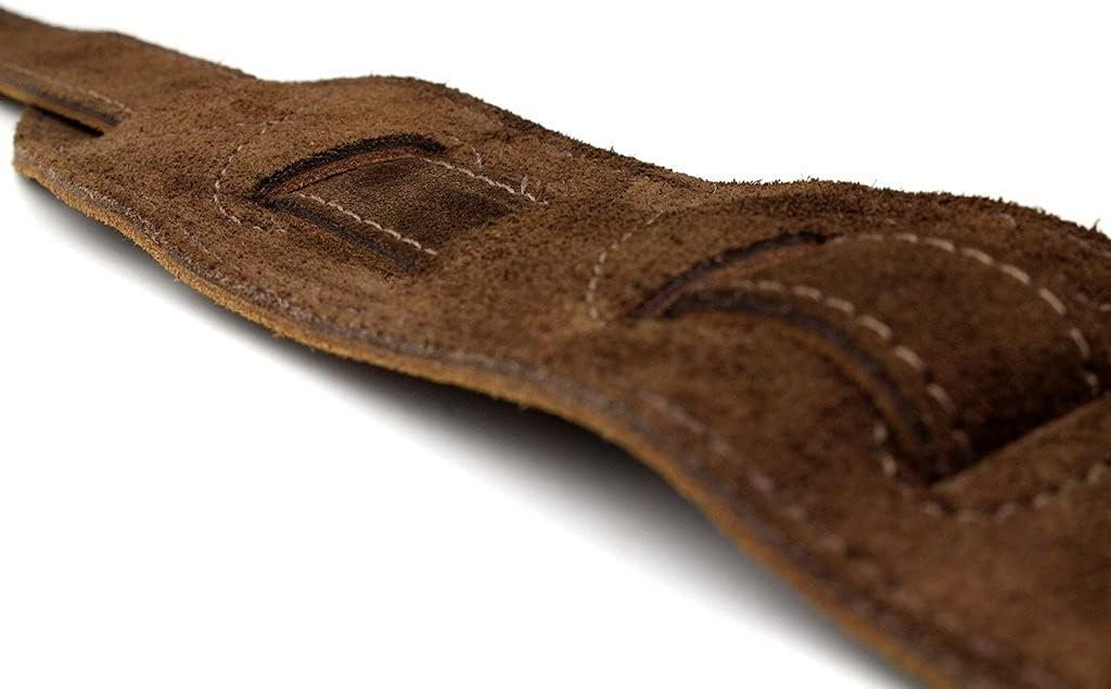 Leathergraft 7cm Wide Brown Suede Acoustic Electric Bass Guitar Strap with Reinforced Leather Strap Ends