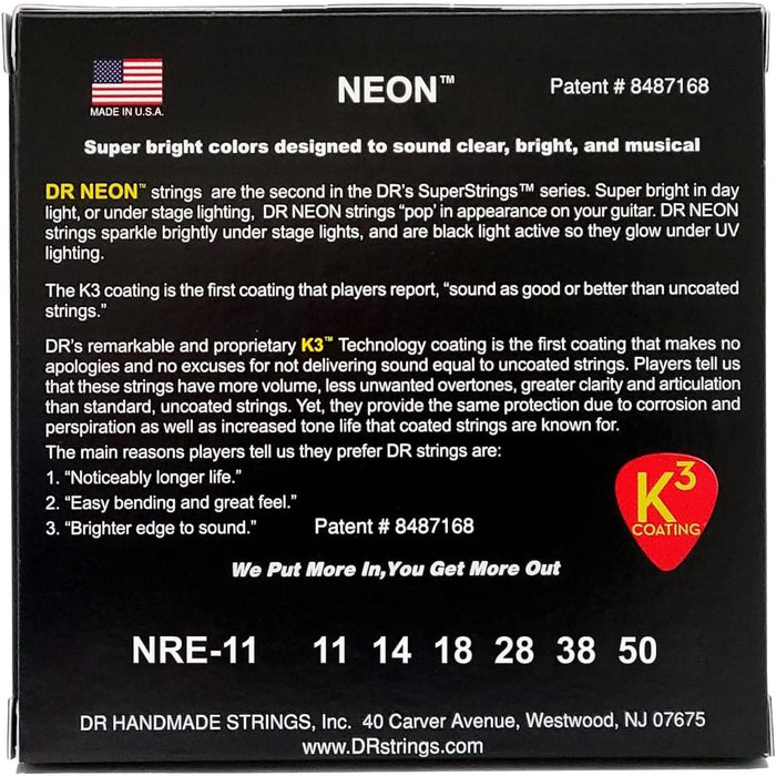 DR Strings Hi-Def Neon Red Electric Guitar Strings - Heavy