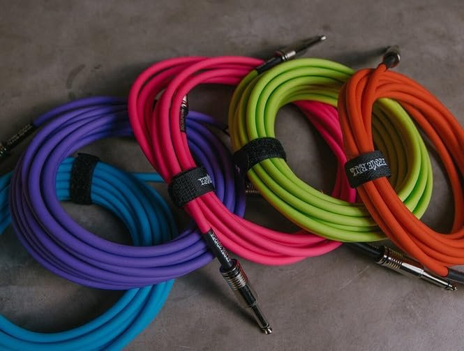 Ernie Ball 10 ft Braided Straight Angle Instrument Cable - Neon Orange