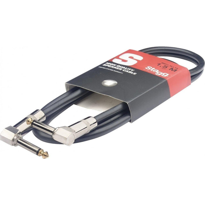 Stagg S-Series Speaker Cable - 1.5m (5ft) 16GA Angled Jack to Angled Jack (SSP1,5LL15)