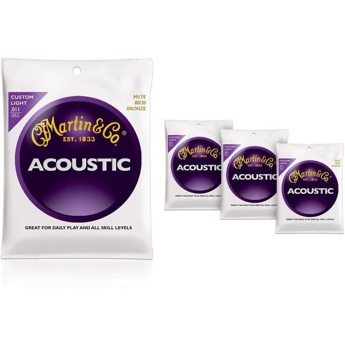 Martin M175 Traditional Bronze Custom Light Acoustic Guitar Strings - 4 Pack