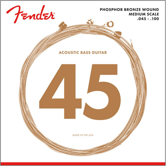 Fender 7060 Acoustic Bass Strings, Phosphor Bronze, .45-.100 Gauges (4-String Set)