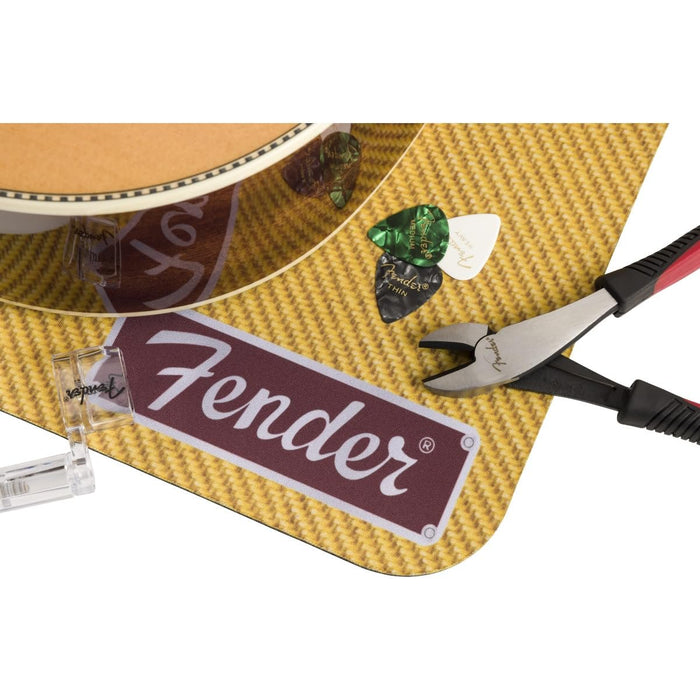 Fender Work Mat, Tweed - 5mm Padded Guitar Neck Cradle with Storage Tube