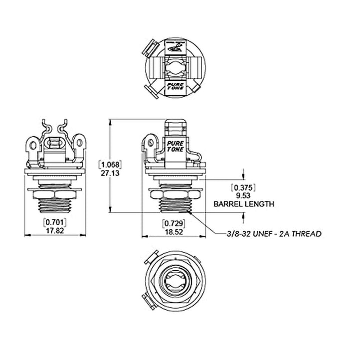 Pure Tone Mono Multi-Contact 1/4 inch Output Jack - Nickel