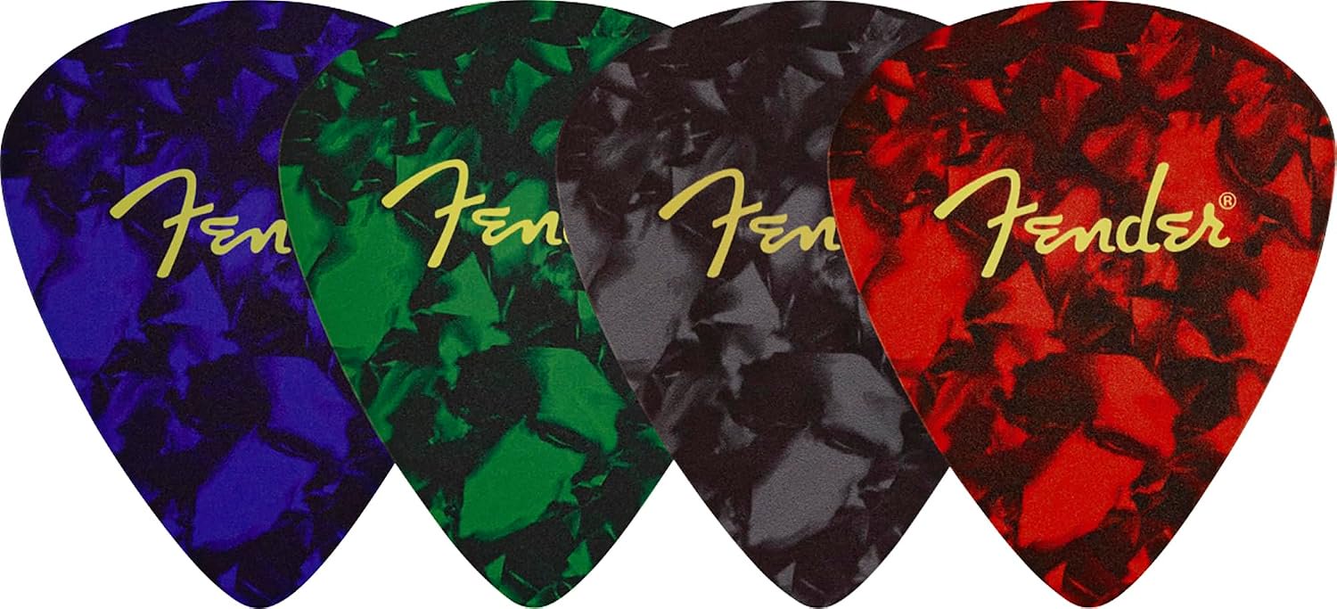 Fender Pick Shaped Leather Coaster Set, 4 Pack, Logo Design, Multi, Gift for Guitar Fans