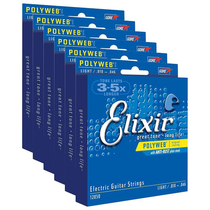 6 Sets of Elixir 12050 Polyweb Light Electric Strings (10-46)