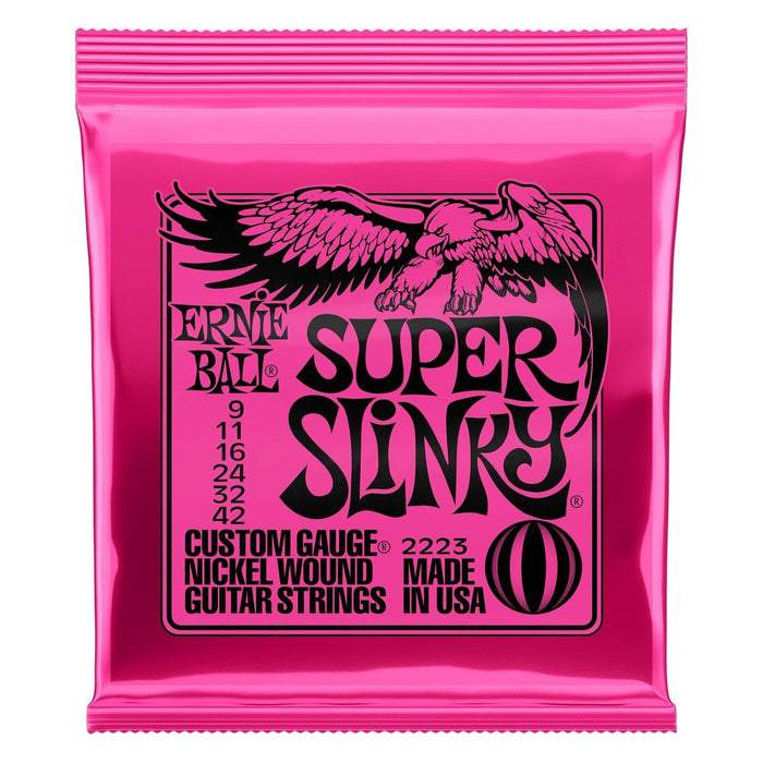 Ernie Ball 2223, 9-42 Super Slinky Nickel Wound Electric Guitar Strings - 2 Pack