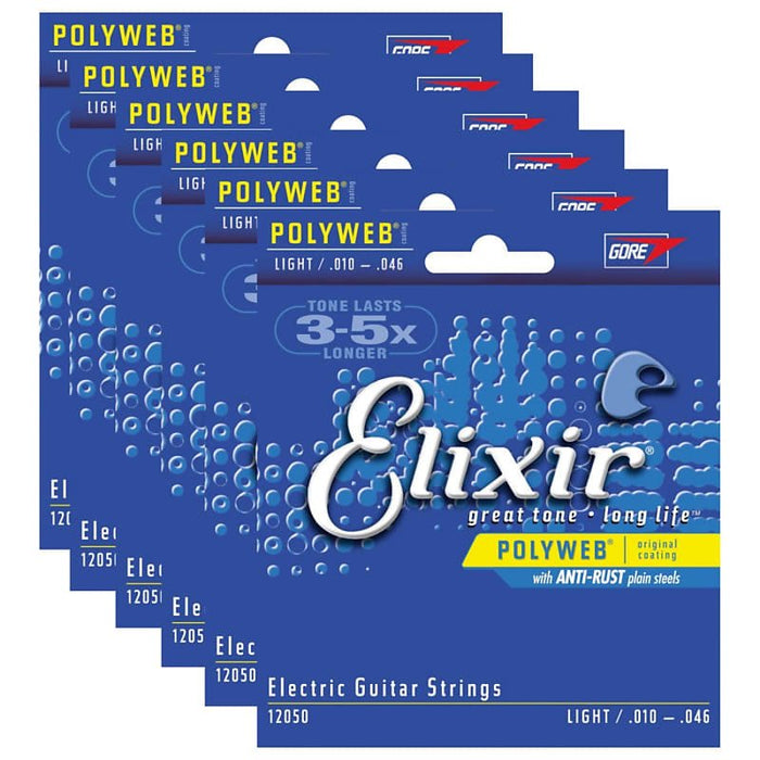 6 Sets of Elixir 12050 Polyweb Light Electric Strings (10-46)