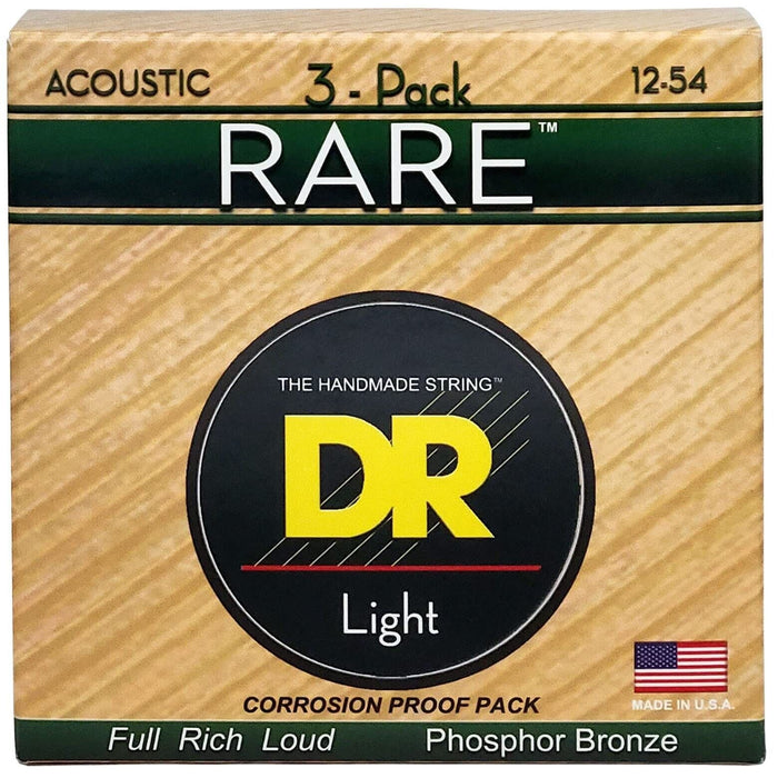 DR Strings Light Rare Phosphor Bronze Acoustic Guitar Strings 12-54 (RPM-12)