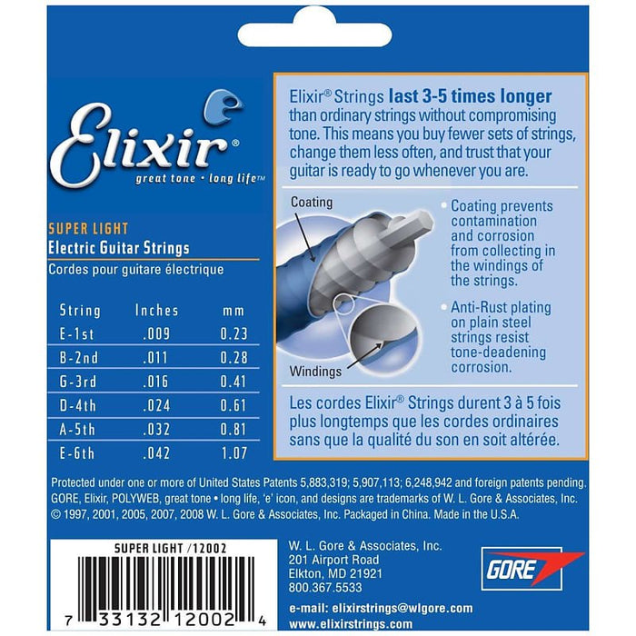 6 Sets of Elixir 12002 Super Light Electric Strings (9-42) (Nanoweb)